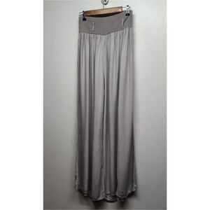 Bella Amore Pants Women Size L/XL Tan Wide Leg Relaxed Italy Bohemian Casual